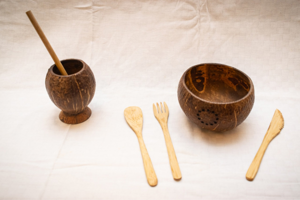 coconut bowl and cup + cutleries 1